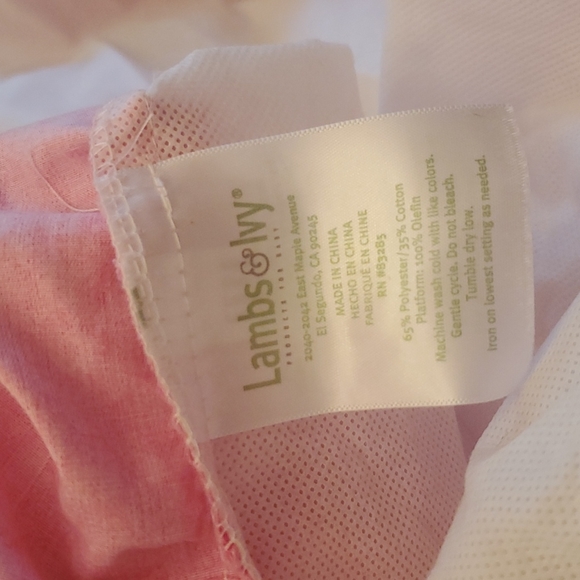 Lambs and ivy crib bedskirt dark pinknlightbpink and spring green - Picture 2 of 4